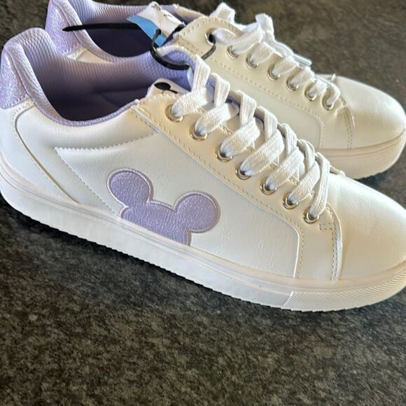 Disney Shoes - Disney White and Purple Sneakers Mickey logo